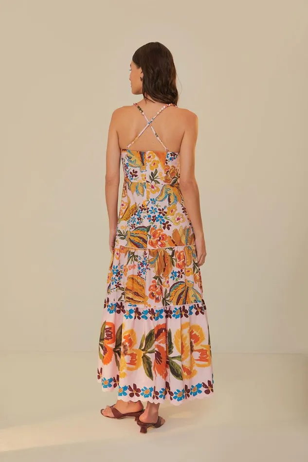 Women Midi Dresses Farm Rio Pink Spring Bananas Midi Dress