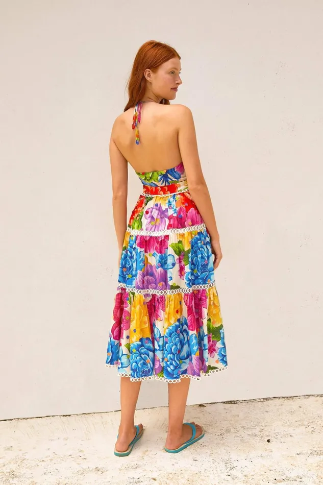 Women Midi Dresses Farm Rio Rainbow Chita Flower Midi Dress