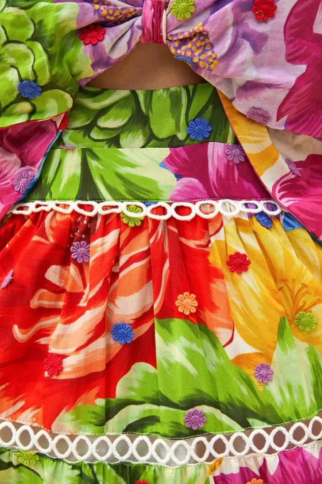 Women Midi Dresses Farm Rio Rainbow Chita Flower Midi Dress