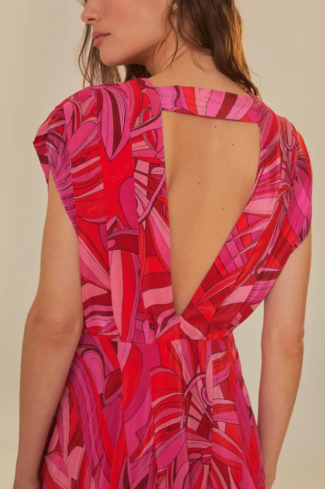 Women Midi Dresses Farm Rio Red Endless Summer V Neck Midi Dress