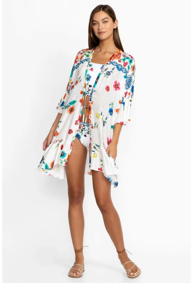 Women Mirror Palace Ruffle Kimono Mirror Johnny Was Swim and Resort