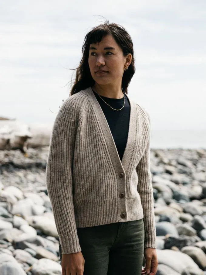 Women Mora Knit Cardigan Oatmeal Finisterre Knitwear