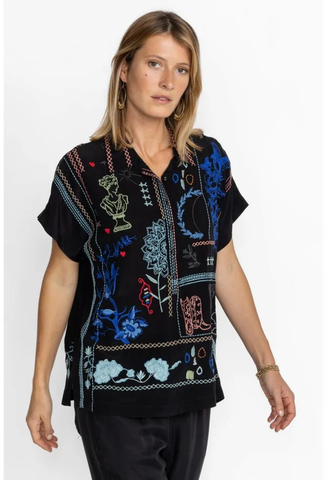 Women Nahmad Blouse Black Johnny Was Tops