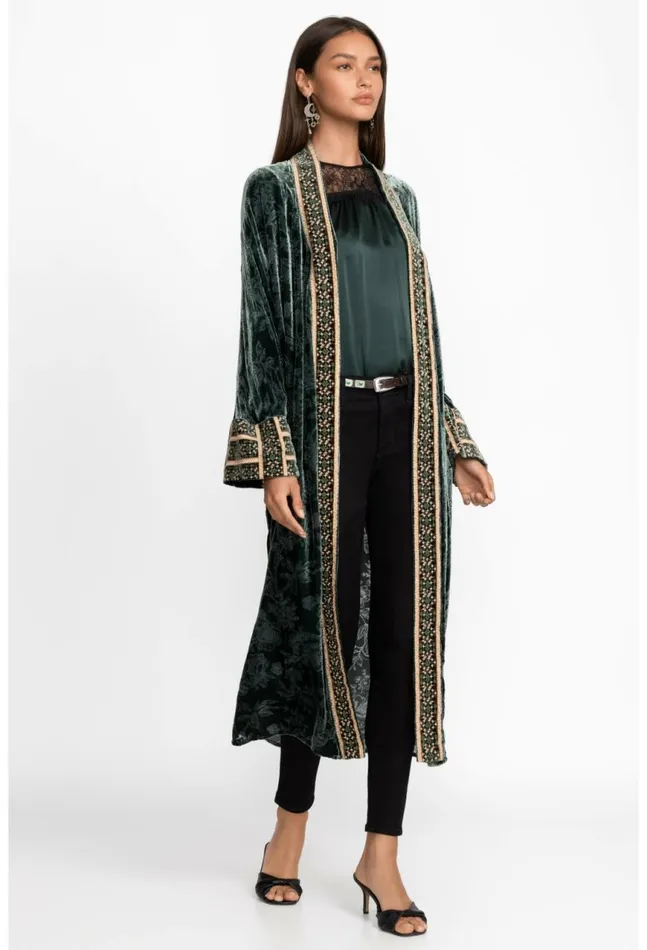 Women Natalia Silk Kimono Emerald Green Johnny Was Kimonos