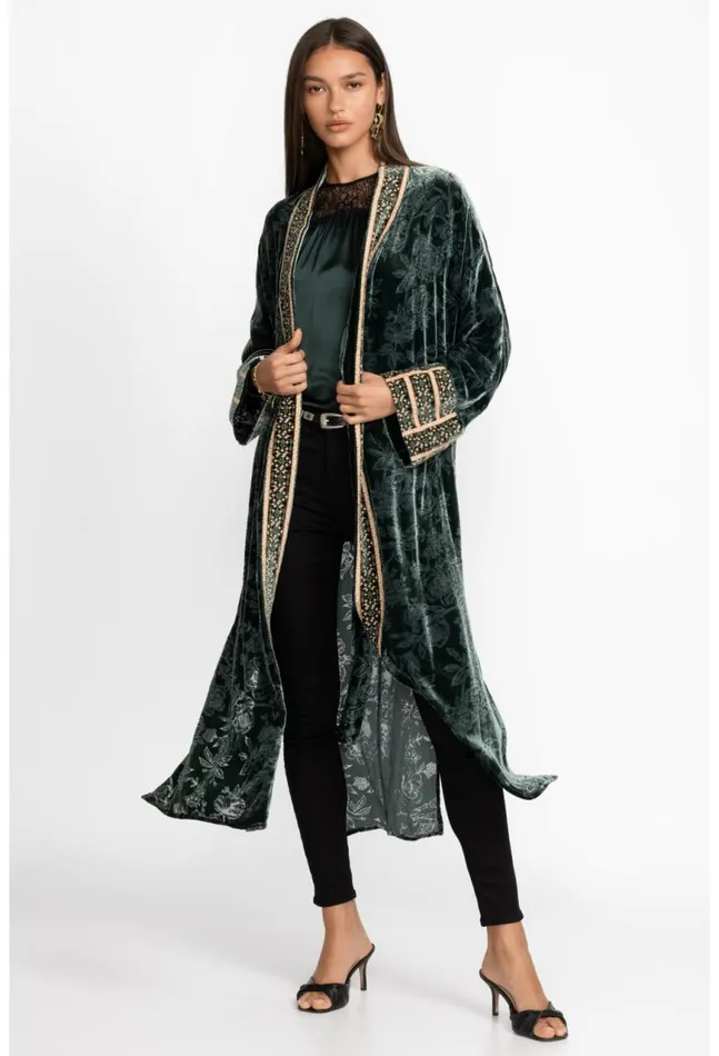 Women Natalia Silk Kimono Emerald Green Johnny Was Kimonos