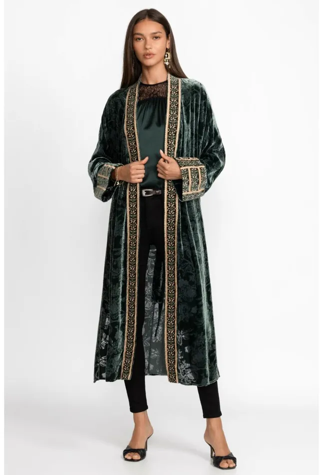 Women Natalia Silk Kimono Emerald Green Johnny Was Kimonos