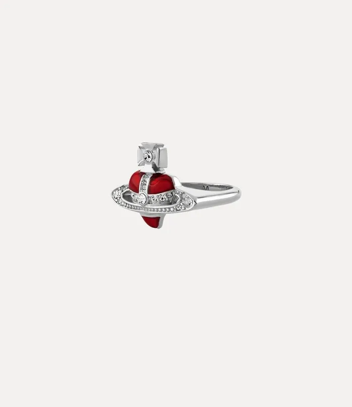 Women New Diamante Heart Ring Platinumcrystalcrystalindianpinkenamel Vivienne Westwood Classic Styles