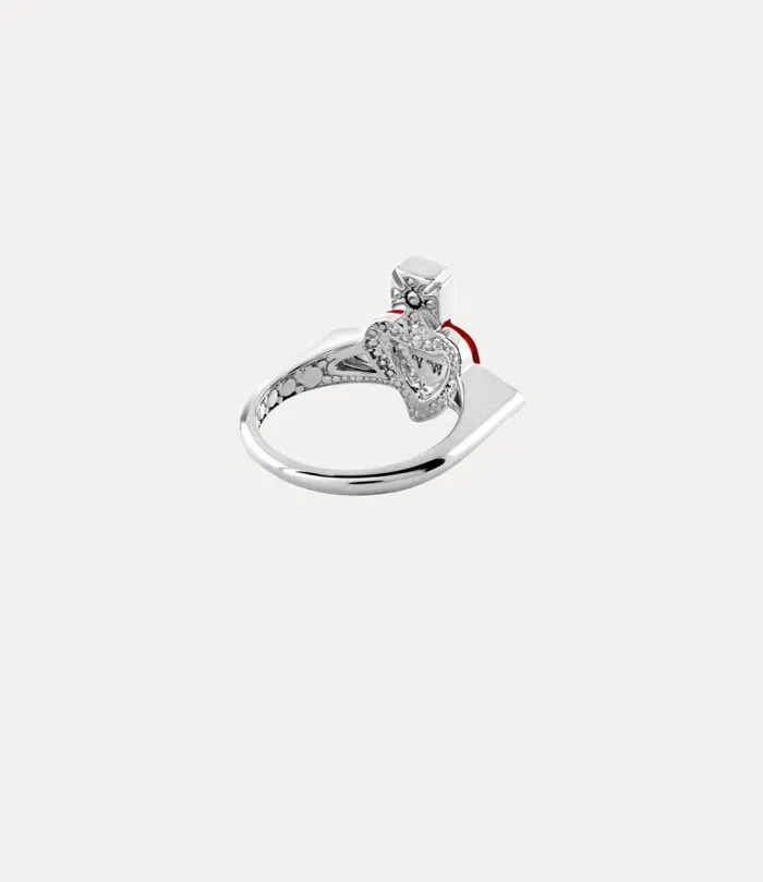 Women New Diamante Heart Ring Platinumcrystalcrystalindianpinkenamel Vivienne Westwood Classic Styles