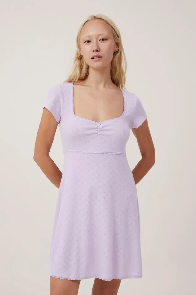 Women Nighties Cotton On Pointelle Babydoll Nightie Lilac Breeze