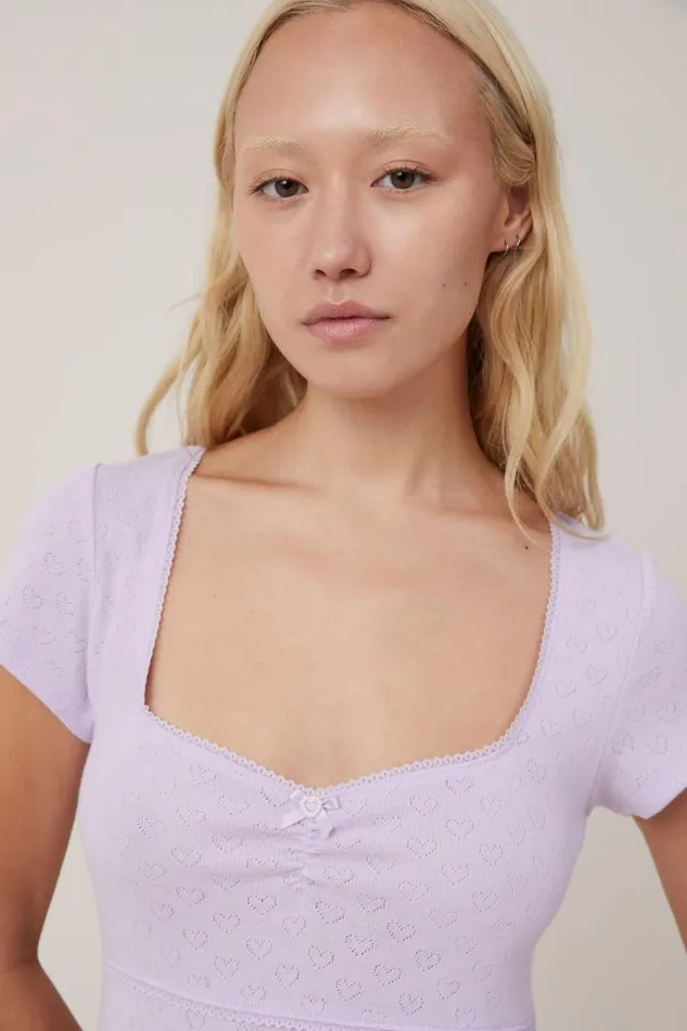 Women Nighties Cotton On Pointelle Babydoll Nightie Lilac Breeze