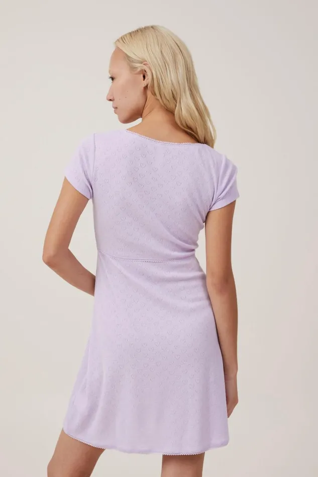 Women Nighties Cotton On Pointelle Babydoll Nightie Lilac Breeze
