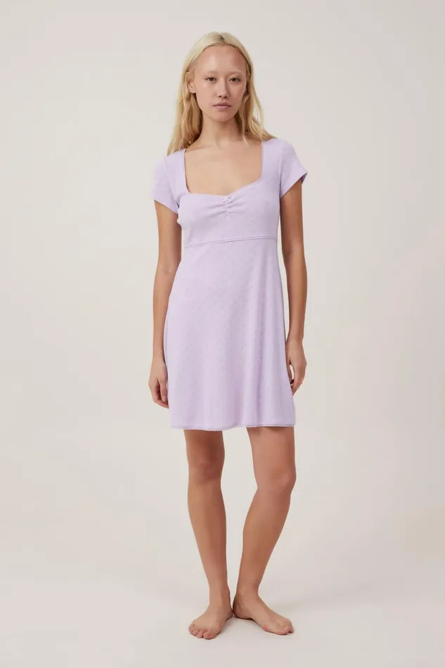 Women Nighties Cotton On Pointelle Babydoll Nightie Lilac Breeze