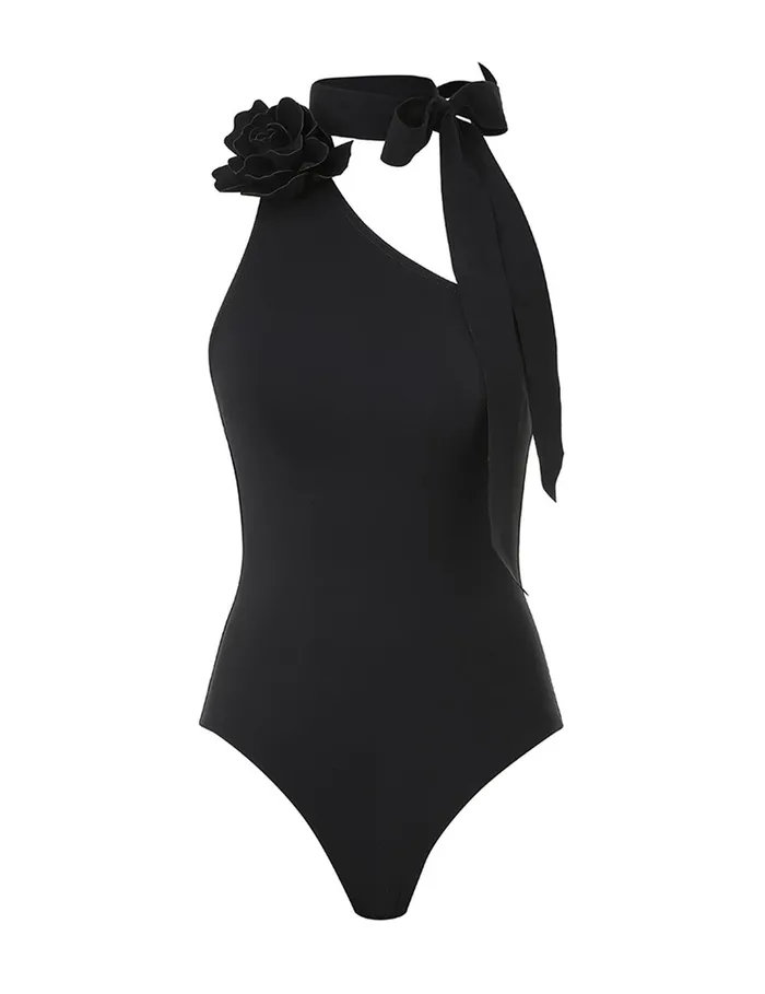 Women One Pieces Zimmermann Waverly One Shoulder 1pc Noir