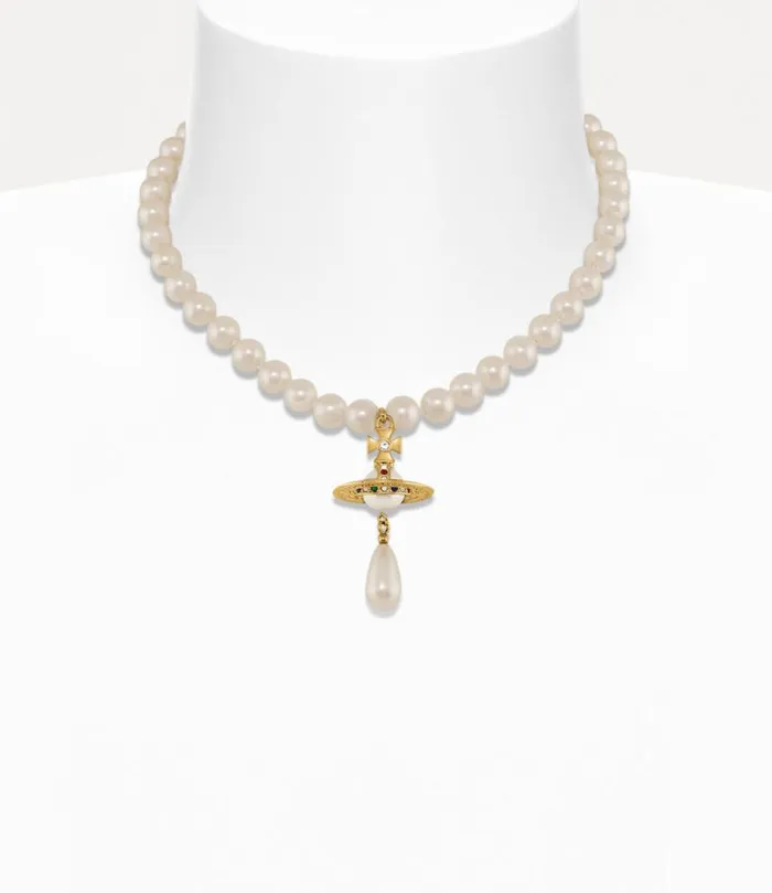Women One Row Pearl Drop Choker Goldpearlmulti Vivienne Westwood Necklaces