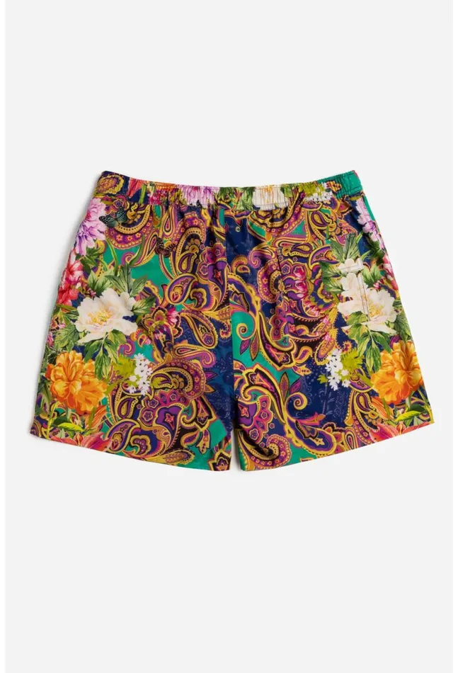 Women Paisley Heart Mens Short Swim Trunk Paisley Heart Johnny Was Swim and Resort