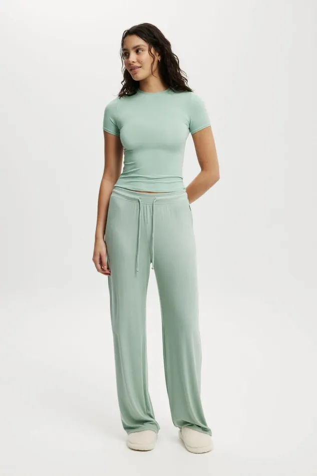 Women Pajamas Cotton On Soft Lounge Fitted TShirt Washed Mint Women Pajamas Cotton On Soft Lounge Fitted TShirt Washed Mint