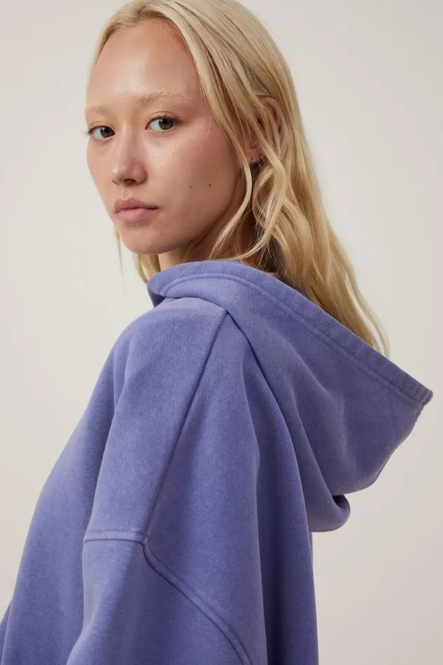 Women Pajamas Cotton On Zip Up Lounge Hoodie Washed Blueberry Dream
