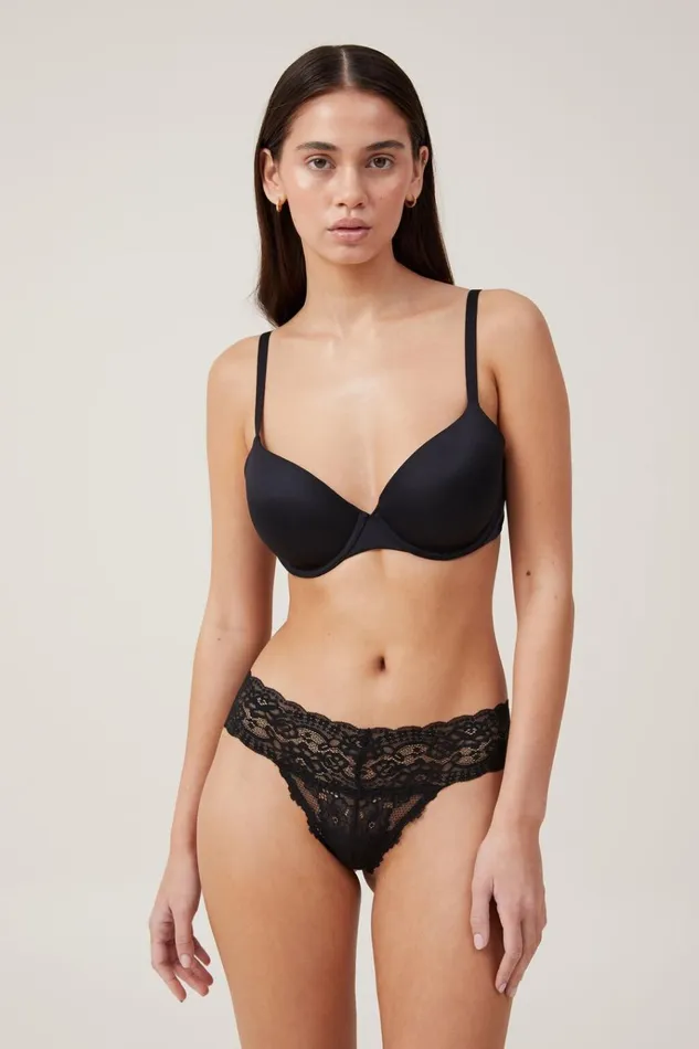 Women Panties Cotton On Everyday Lace G String Brief Black