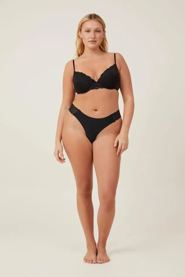 Women Panties Cotton On Party Pants Seamless GString Brief Black