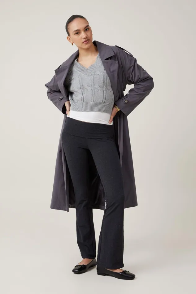 Women Pants Cotton On Bella Bootleg Pant Charcoal Marle