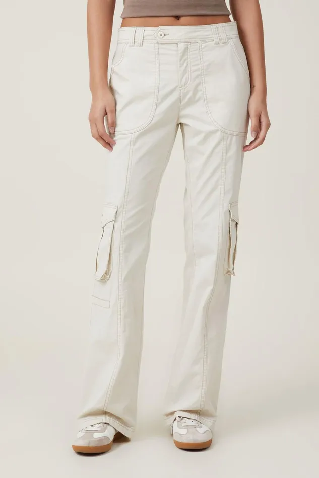 Women Pants Cotton On Bootleg Cargo Pant Porcelain