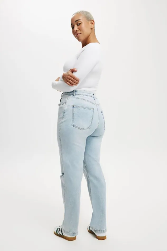 Women Pants Cotton On Curvy Stretch Straight Jean Palm Blue Rip Women Pants Cotton On Curvy Stretch Straight Jean Palm Blue Rip