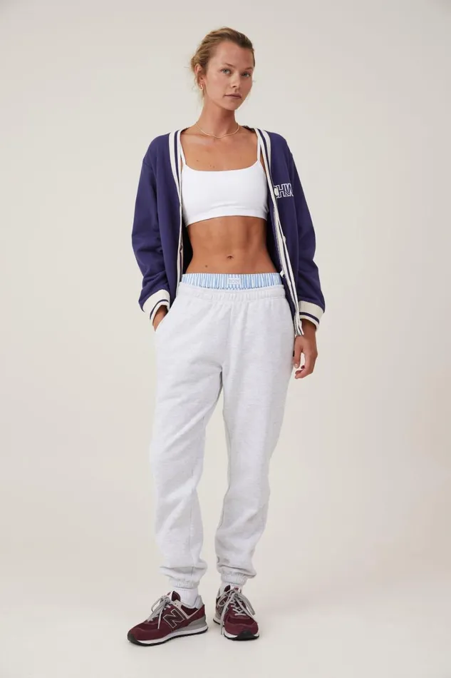 Women Pants Cotton On Plush Essential Gym Sweatpant Cloudy Grey Marle