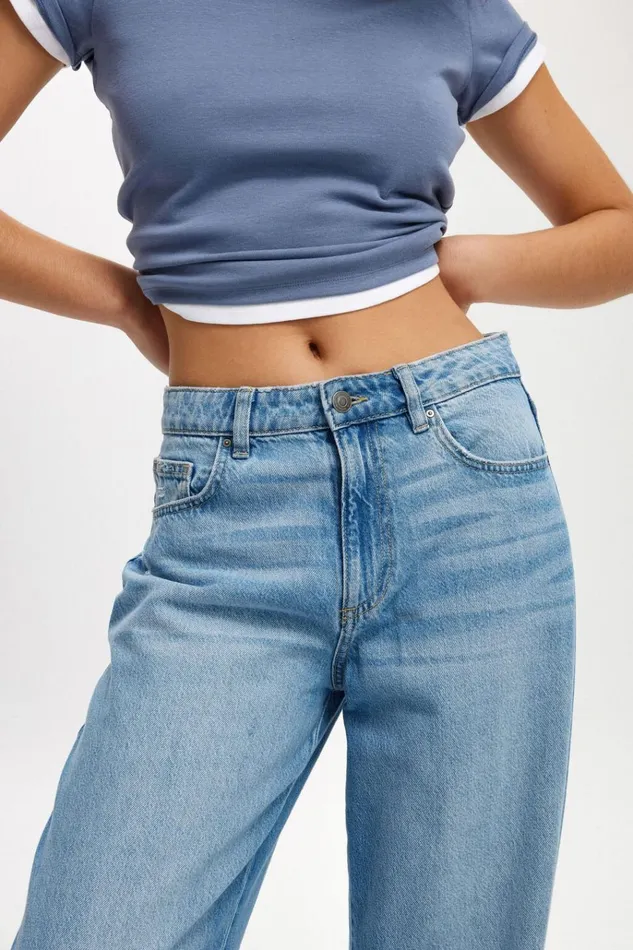 Women Pants Cotton On Relaxed Wide Jean Breeze Blue Worn Women Pants Cotton On Relaxed Wide Jean Breeze Blue Worn