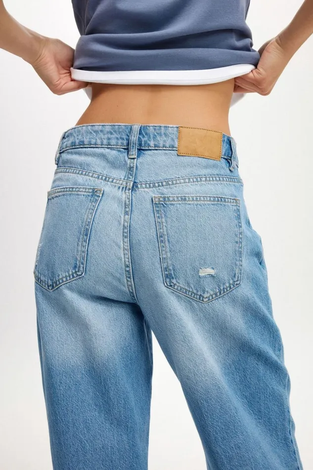 Women Pants Cotton On Relaxed Wide Jean Breeze Blue Worn Women Pants Cotton On Relaxed Wide Jean Breeze Blue Worn