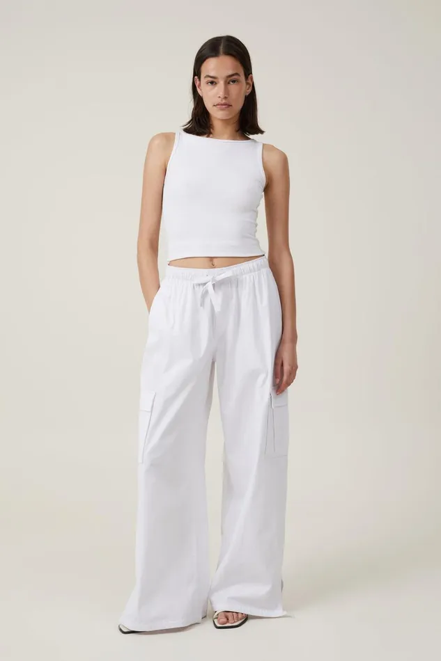 Women Pants Cotton On Summer Cargo Pant White