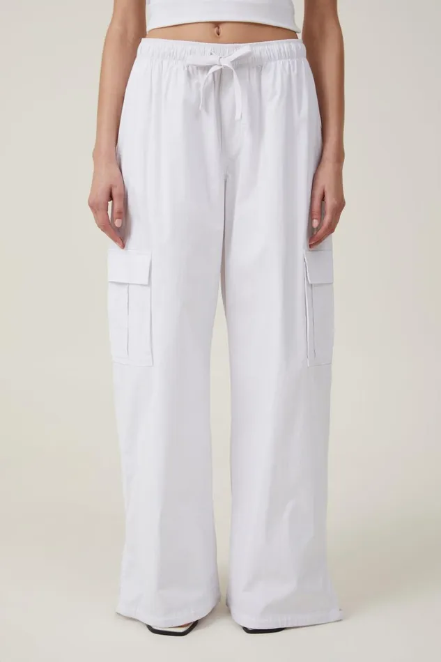 Women Pants Cotton On Summer Cargo Pant White