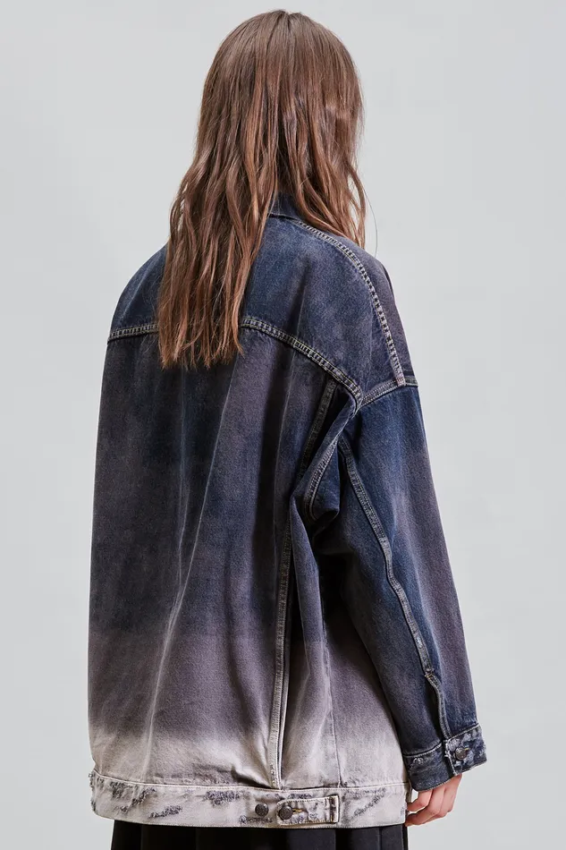 Women Pat Oversized Trucker 8211 Faded Black Jackets and Coats R13