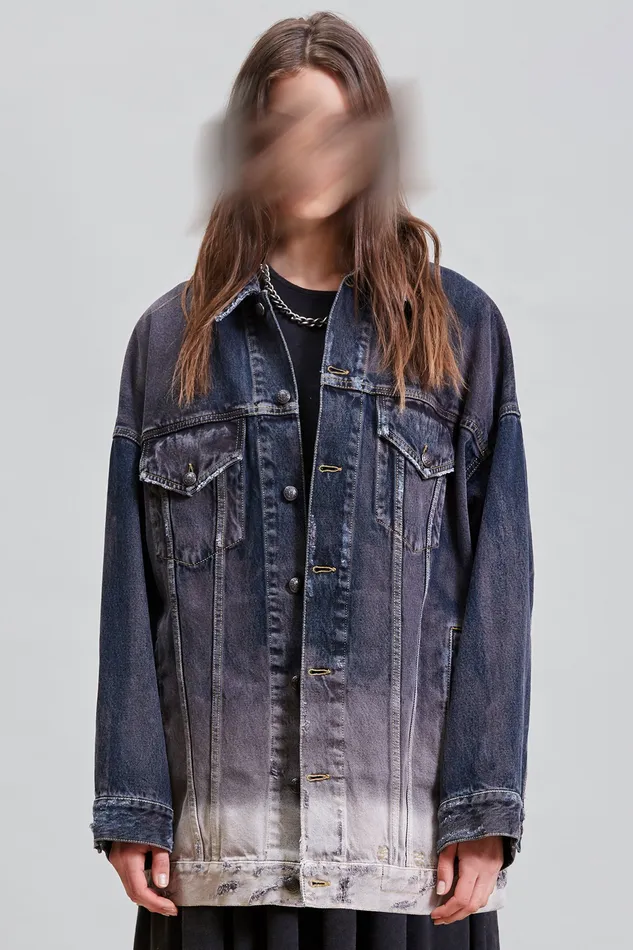 Women Pat Oversized Trucker 8211 Faded Black Jackets and Coats R13