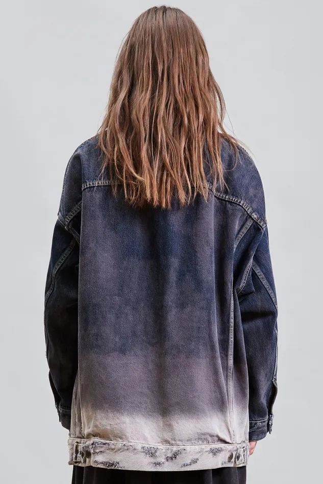 Women Pat Oversized Trucker 8211 Faded Black Jackets and Coats R13