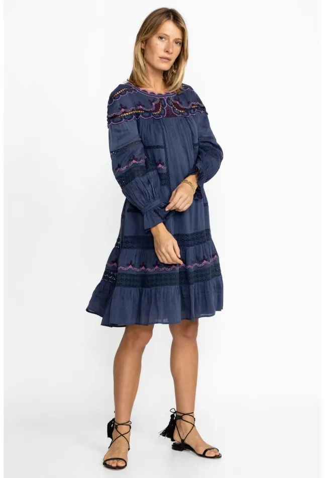 Women Reina Mini Dress Sapphire Blue Johnny Was Dresses