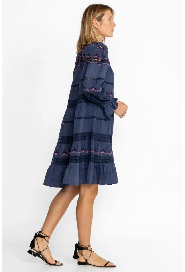 Women Reina Mini Dress Sapphire Blue Johnny Was Dresses