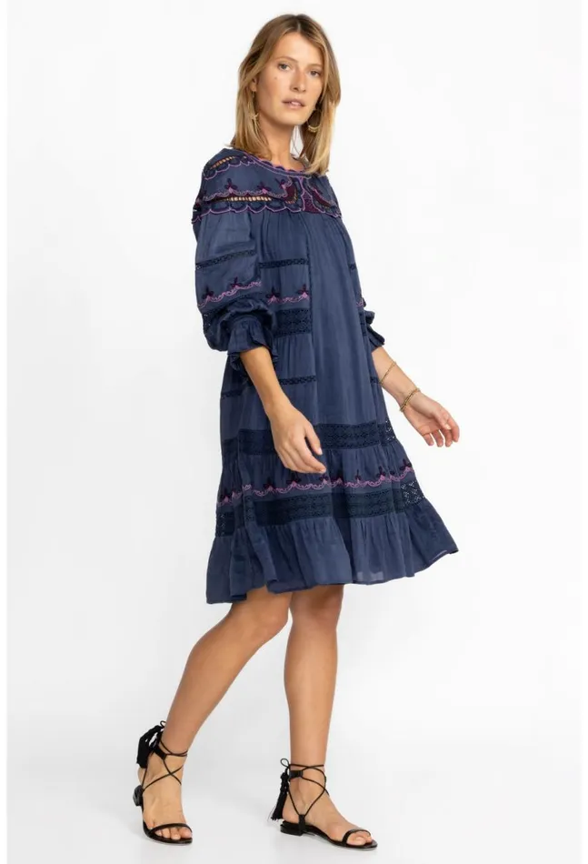Women Reina Mini Dress Sapphire Blue Johnny Was Dresses