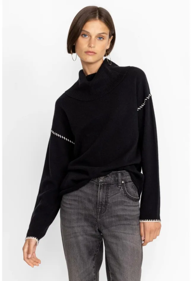 Women Rhode Cowl Neck Sweater Black Johnny Was Tops