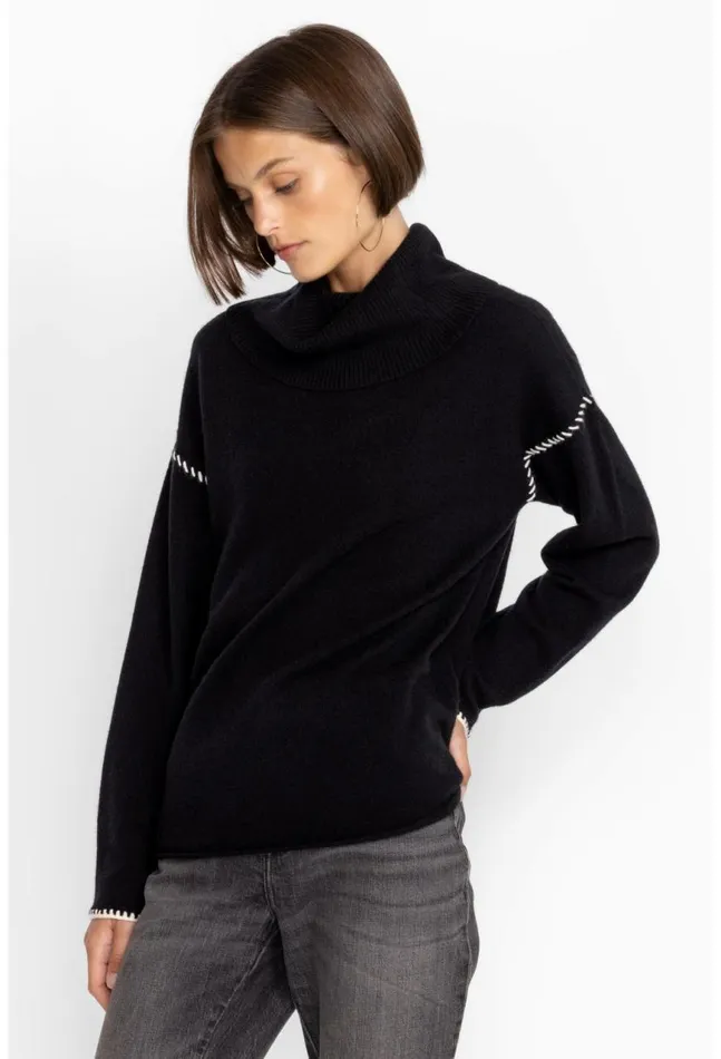 Women Rhode Cowl Neck Sweater Black Johnny Was Tops