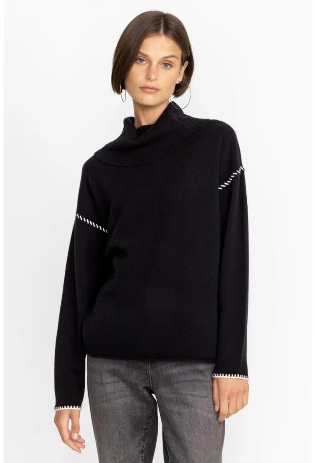 Women Rhode Cowl Neck Sweater Black Johnny Was Tops