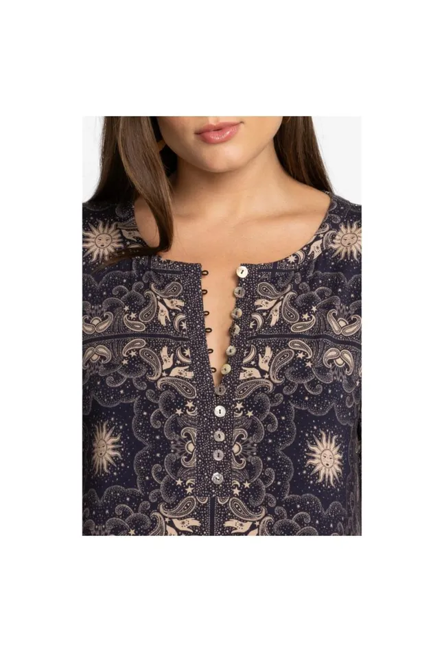 Women Runa Button Front Henley Tee Runa Johnny Was Tops