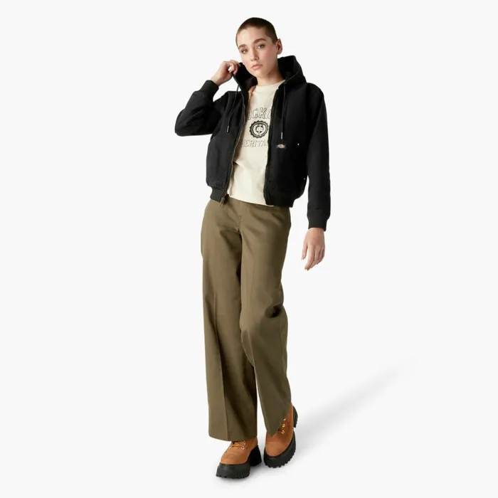 Womens Duck Canvas Fleece Lined Jacket Stonewashed Black Stonewashed Black sbk Women Dickies Coats and Jackets