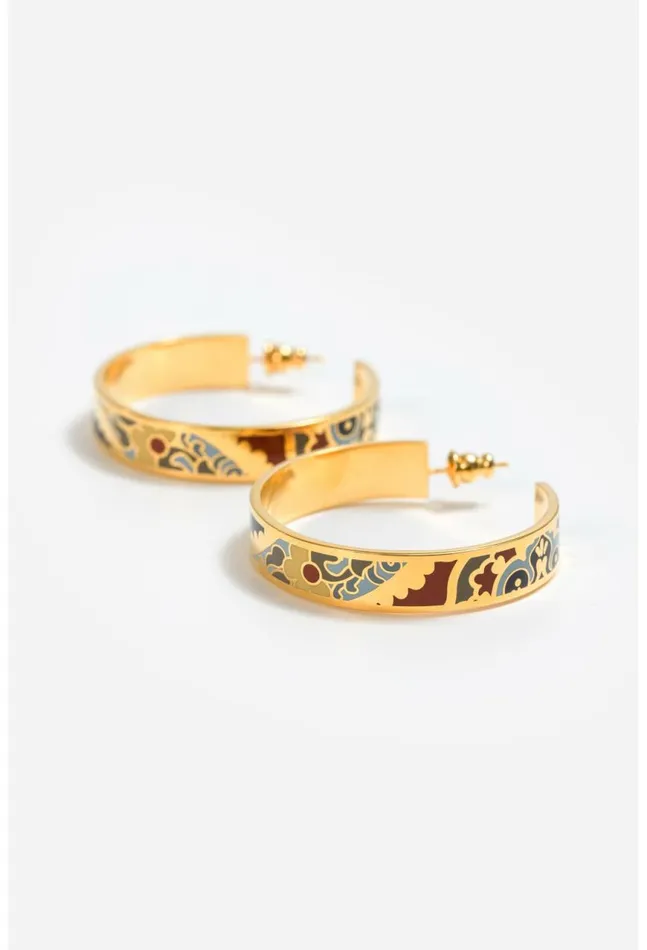 Women Sandalwood Enamel Hoop Earring Sandalwood Johnny Was Jewelry