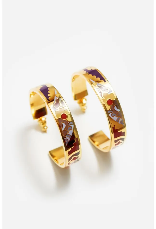 Women Sandalwood Enamel Hoop Earring Sandalwood Johnny Was Jewelry