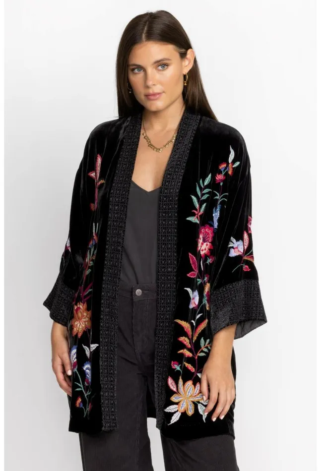 Women Sandra Wide Cuff Velvet Kimono Black Johnny Was Kimonos