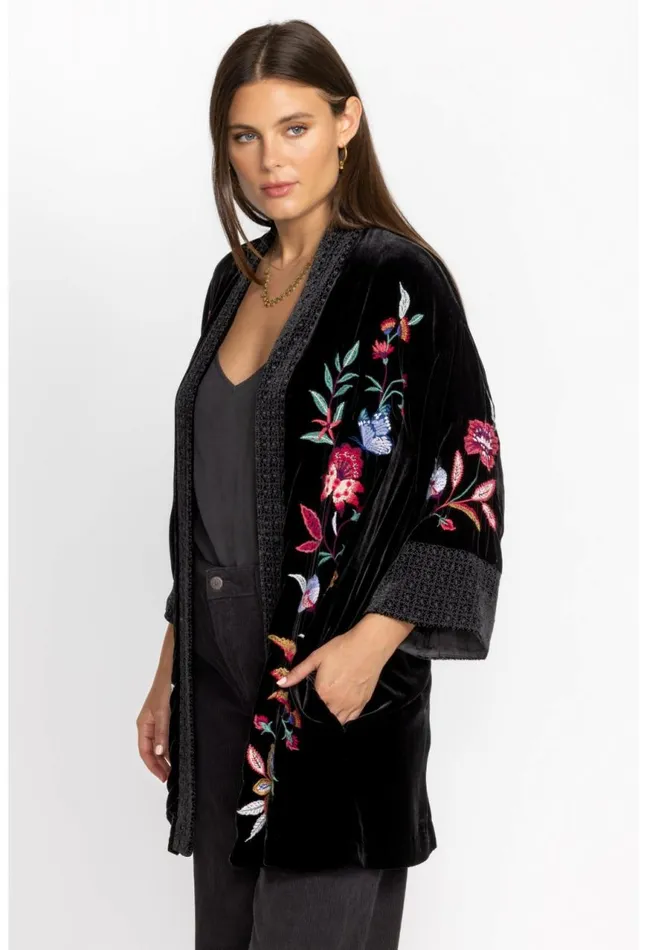 Women Sandra Wide Cuff Velvet Kimono Black Johnny Was Kimonos