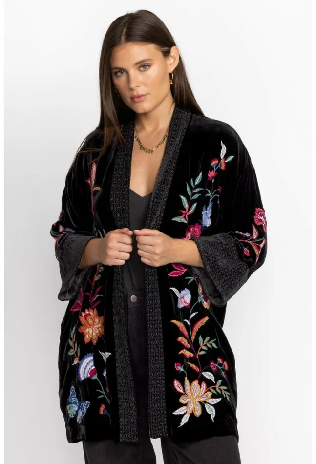 Women Sandra Wide Cuff Velvet Kimono Black Johnny Was Kimonos