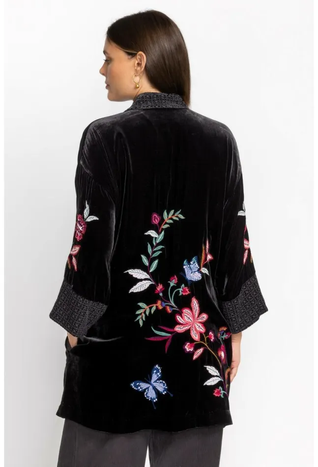 Women Sandra Wide Cuff Velvet Kimono Black Johnny Was Kimonos