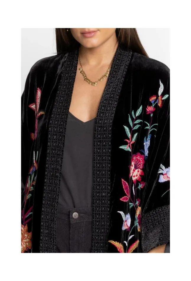 Women Sandra Wide Cuff Velvet Kimono Black Johnny Was Kimonos