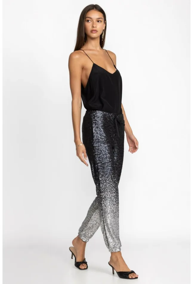 Women Sequin Black Simona Jogger Black Johnny Was Bottoms